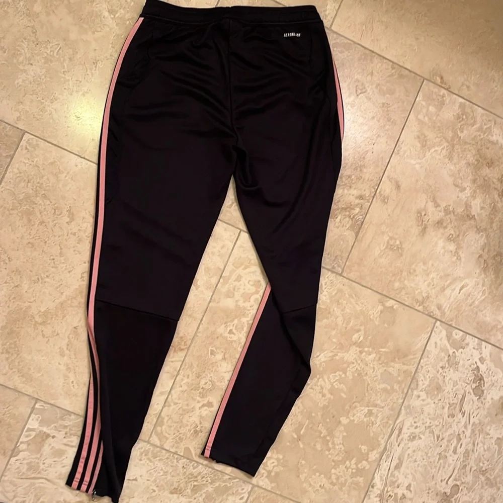 Women’s Adidas black/ pink striped Tiro pants (size M 12-14) - Picture 4 of 6
